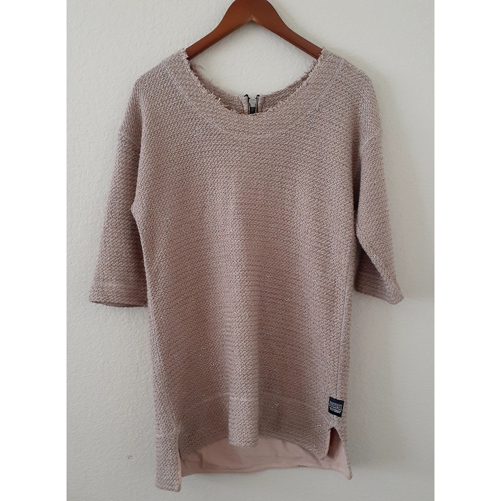Diesel Nude Metallic Knit Back Zip Tunic Sweater